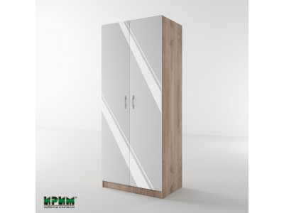 Двукрилен гардероб Сити 1001 (бяло гланц/сонома арвен)